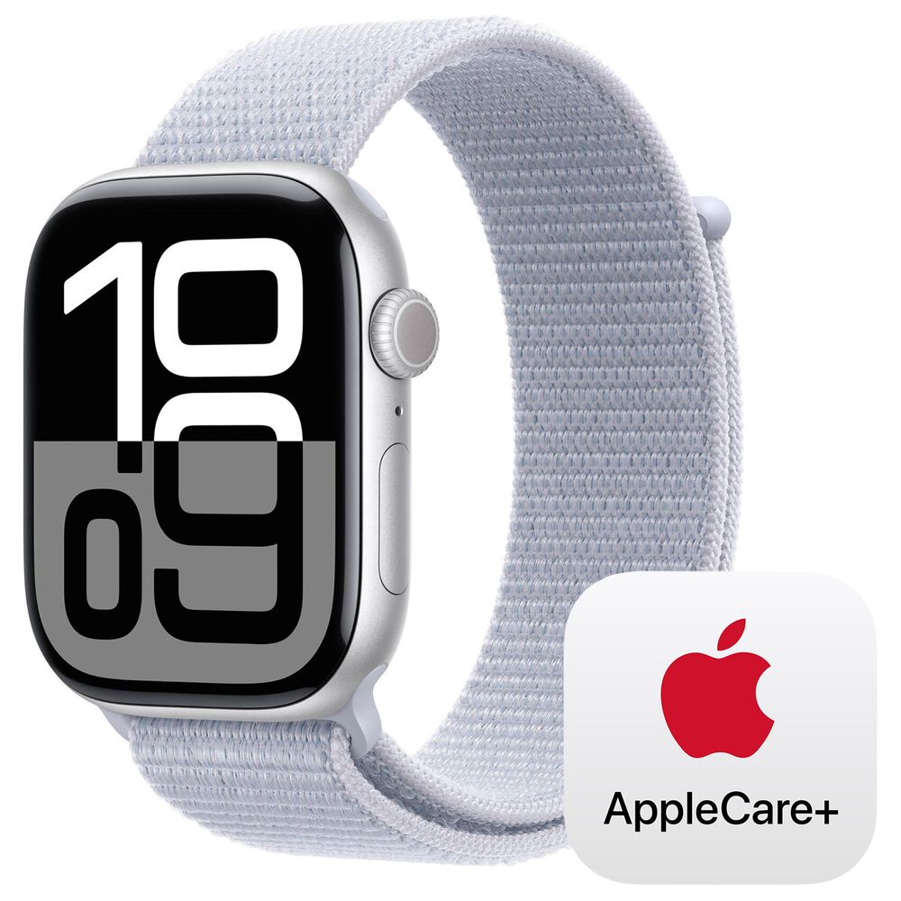 Apple Watch Series 10 GPS 42mm Silver Aluminum Case with Blue Cloud Sport Loop, , large