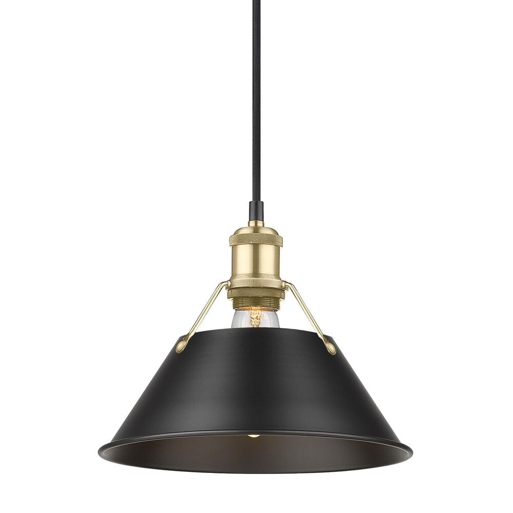 Golden Lighting Orwell 1-Light Medium Pendant with Matte Black Shade in Brushed Champagne Bronze, , large
