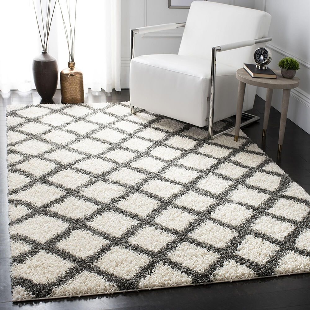 Safavieh Dallas Shag 8&#39; x 10&#39; Ivory and Dark Grey Area Rug, , large