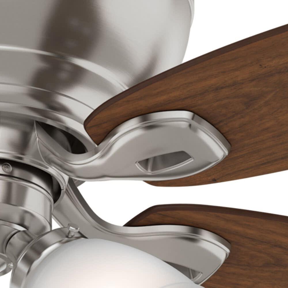 Hunter Durant Low Profile 44&quot; Ceiling Fan with Lights in Brushed Nickel and Walnut, , large