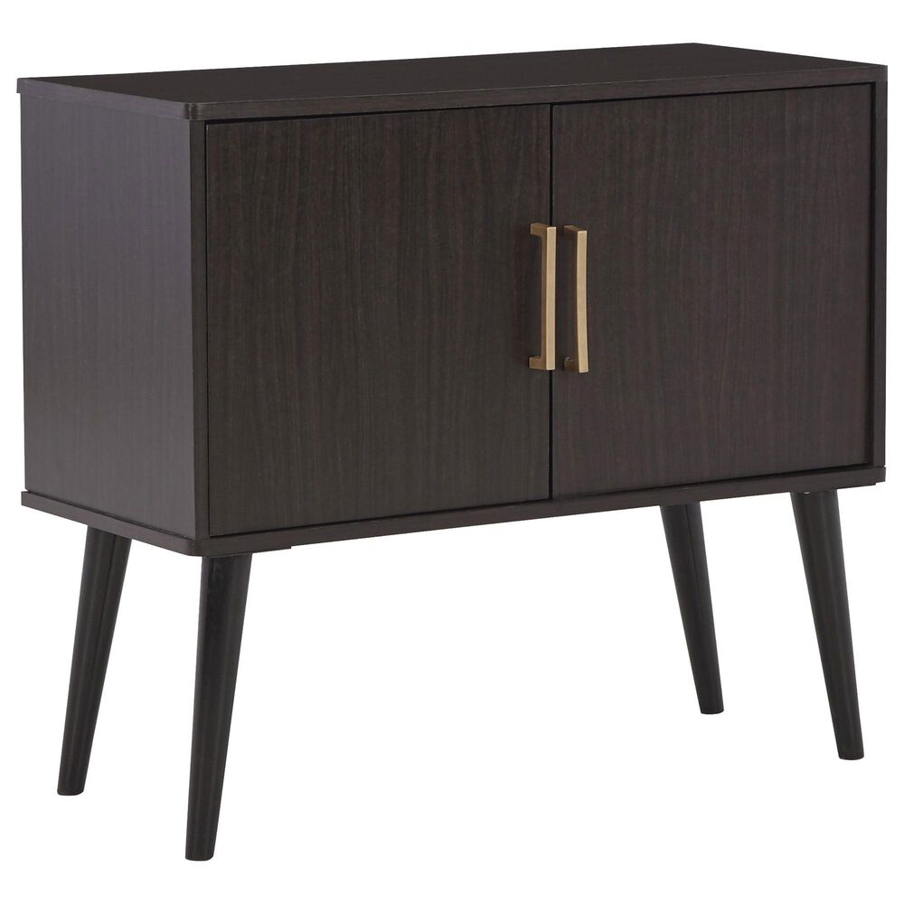 Ashley Orinfield Accent Cabinet in Dark Brown with Goldtone Door Pulls, , large