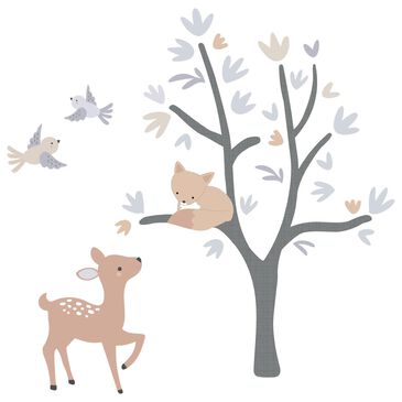 Lambs and Ivy Deer Park Woodland Wall Decals in Brown, White and Grey, , large