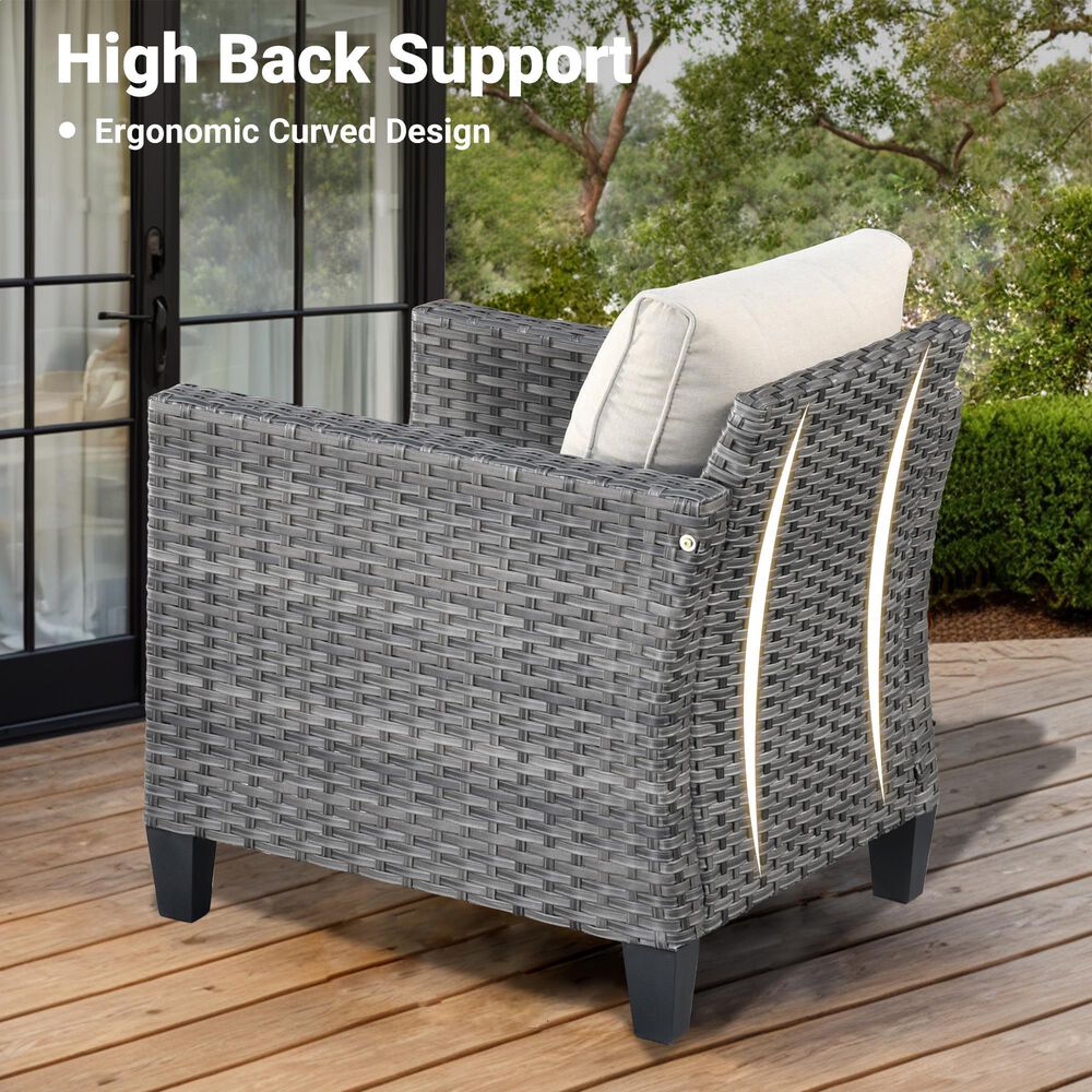 HOMLUX 28" Patio Single Chair in Beige (Set of 2), , large