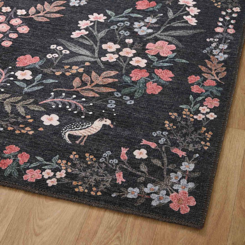 Rifle Paper Co Maison Tuileries 2&#39;6&quot; x 7&#39;6&quot; Black Runner, , large