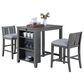 HOMLUX 3-Piece Counter Height Dining Set with Shelves and 2-Chair in Gray, , large