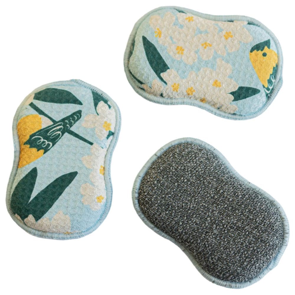 Once Again Home Birdsong Reusable Sponges in Light Blue &#40;Set of 3&#41;, , large