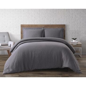 Pem America Brooklyn Loom 3-Piece Full/Queen Linen Duvet Set in Charcoal, , large
