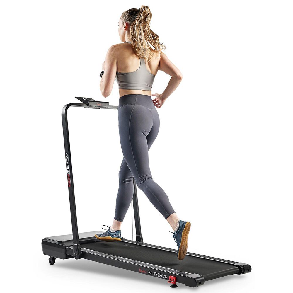 Sunny Health &amp; Fitness Pacer Smart Compact Auto Incline Treadpad Folding Treadmill in Black, , large