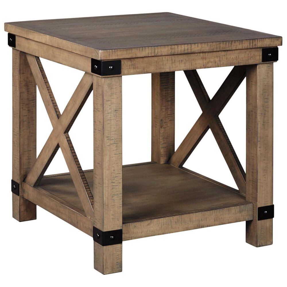 Ashley Aldwin Rectangular End Table in Weathered Gray Brown, , large