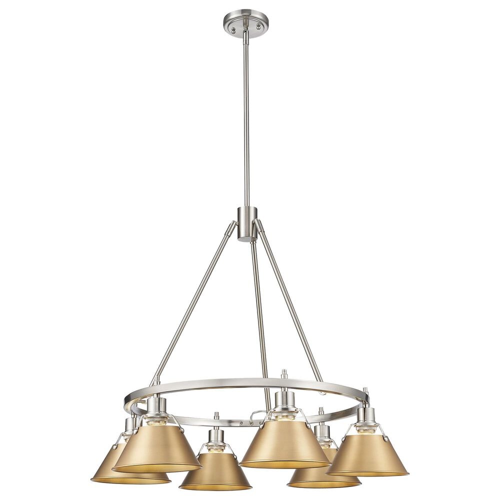Golden Lighting Orwell 6-Light Chandelier with Brushed Champagne Bronze Shade in Chrome, , large
