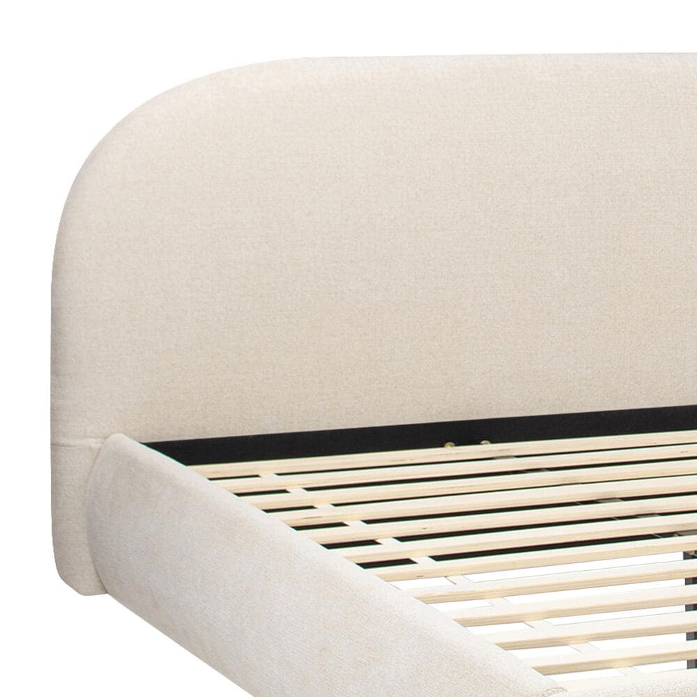 Jennifer Taylor Home Archie Puffy Grounded King Upholstered Platform Bed in Oatmeal Light Beige, , large