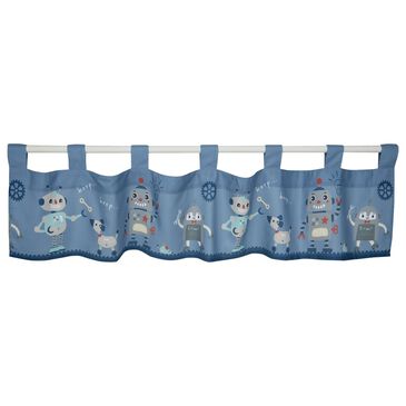 Lambs and Ivy Robbie Robot Window Valance in Blue, Grey and Red, , large