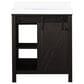 Lexora Home Marsyas 30" Single Bathroom Vanity in Brown with 2 cm White Cultured Marble Top and Rectangular Sink, , large