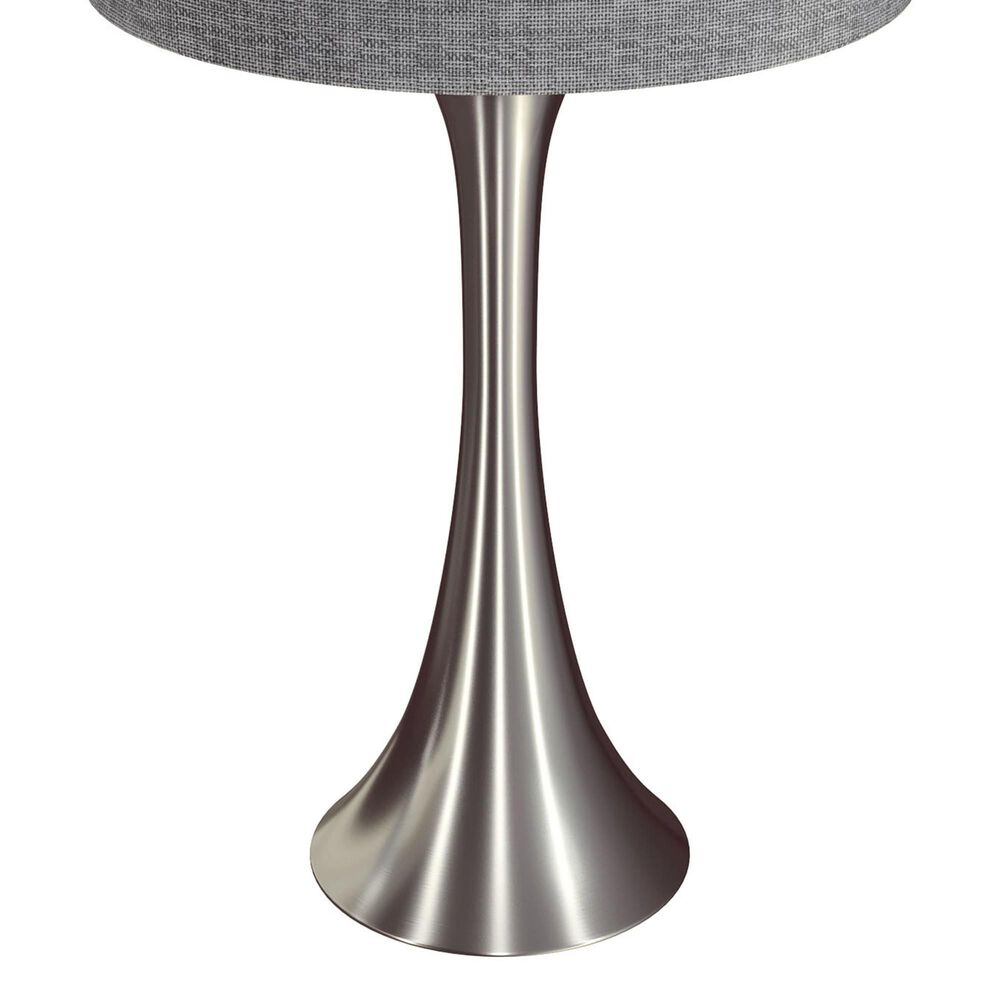 LumiSource Lenuxe 24" Metal Table Lamp with Grey Linen Shade in Brushed Nickel (Set of 2), , large