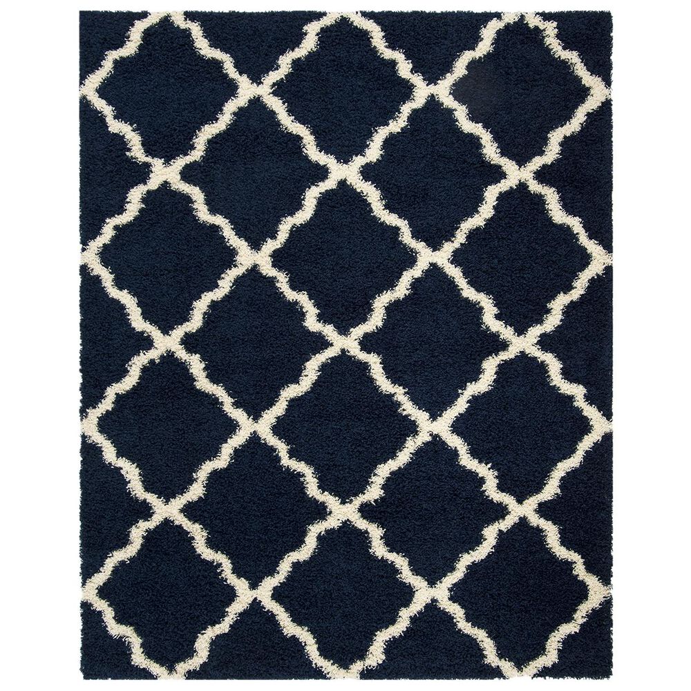 Safavieh Dallas Shag SGD257N-10 10" x 14" Navy/Ivory Area Rug, , large