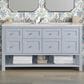 James Martin Vanities Breckenridge 60" Double Bathroom Vanity in Serenity Blue with 3 cm Eternal Jasmine Pearl Quartz Top and Rectangular Sinks, , large