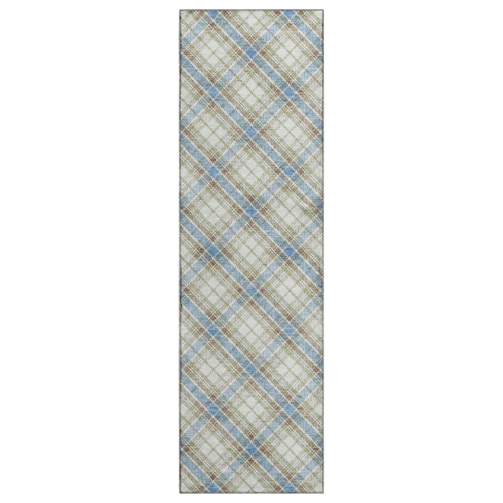 Dalyn Rug Company Soft Essentials Plaid Blue 2"3" x 7"6" Indoor/Outdoor Runner, , large