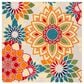 Safavieh Cabana CBN328A 6"7" Square Ivory and Orange Indoor/Outdoor Area Performance Rug, , large