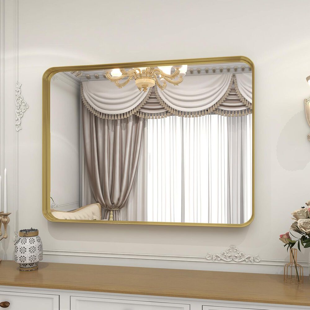 HOMLUX 30" x 22" Rectangular Decorative Wall Mirror in Gold, , large