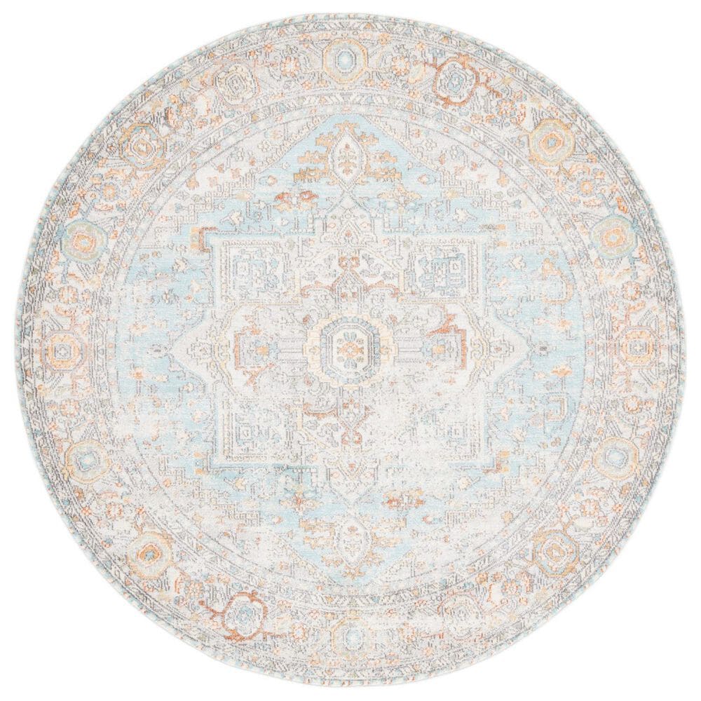 Safavieh Aria 6"7" Round Aqua and Beige Area Rug, , large