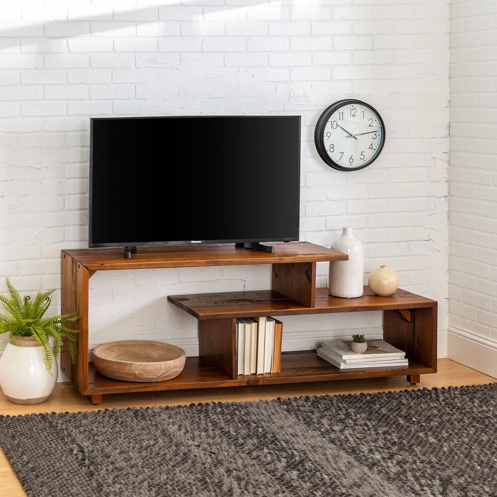 Walker Edison 60&quot; Rustic Solid Wood TV Console in Amber, , large