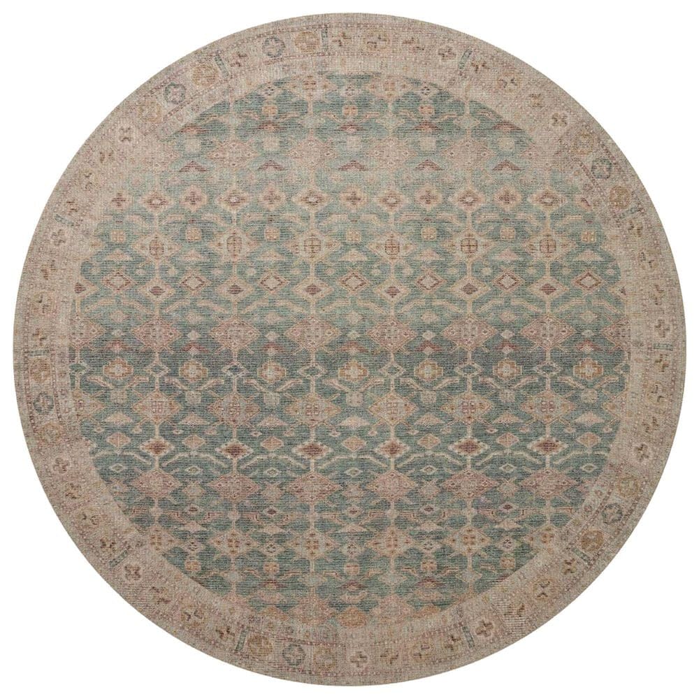 Angela Rose Aubrey 5" Round Aqua and Sand Area Rug, , large