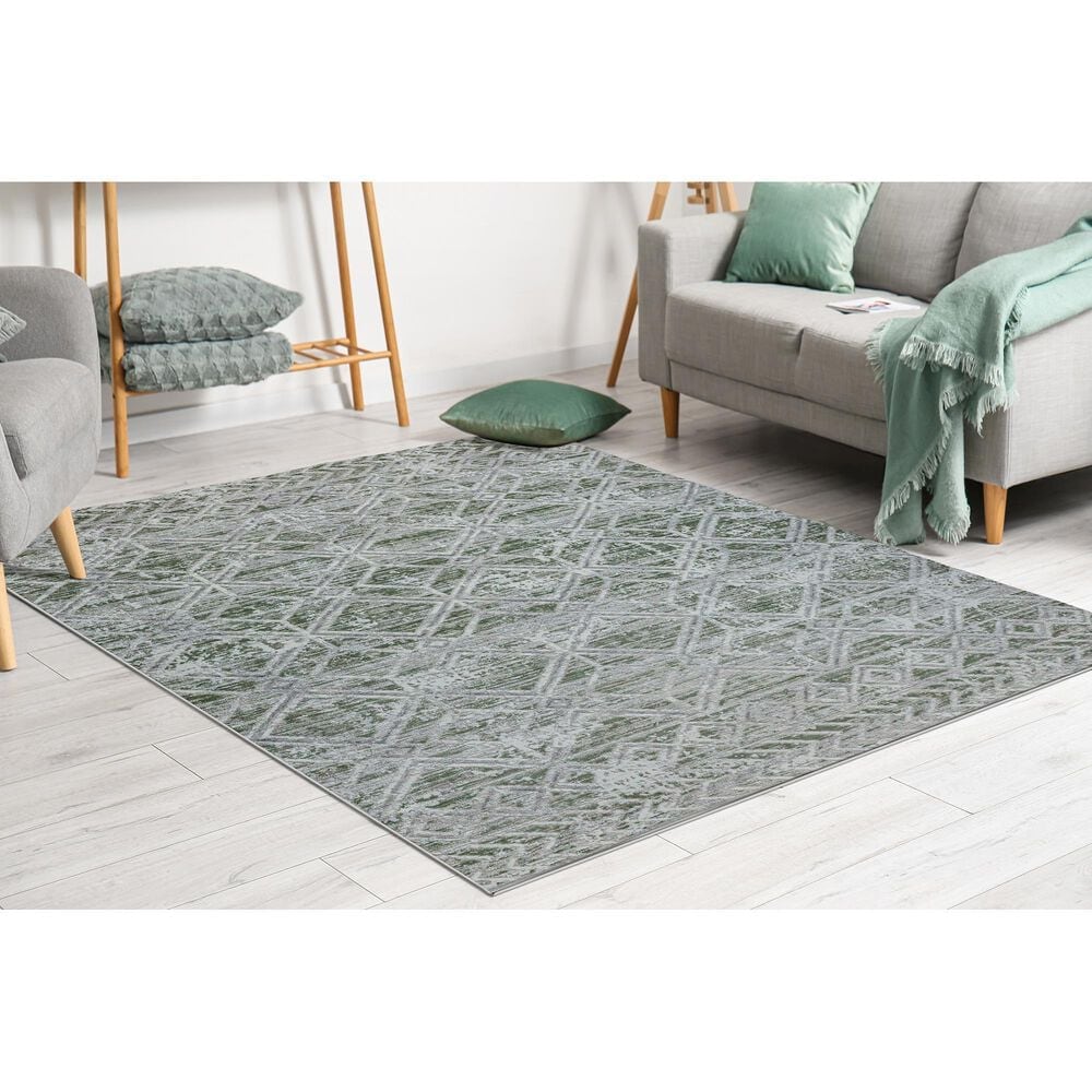 Radici USA Livigno Southwestern 5&#39;3&quot; x 7&#39;3&quot; Green Area Rug, , large