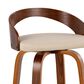 LumiSource Grotto 30" Swivel Barstool with Cream Faux Leather Upholstery in Walnut and Chrome (Set of 2), , large