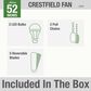 Hunter Crestfield Low Profile 52" Ceiling Fan with LED Lights in Fresh White, , large