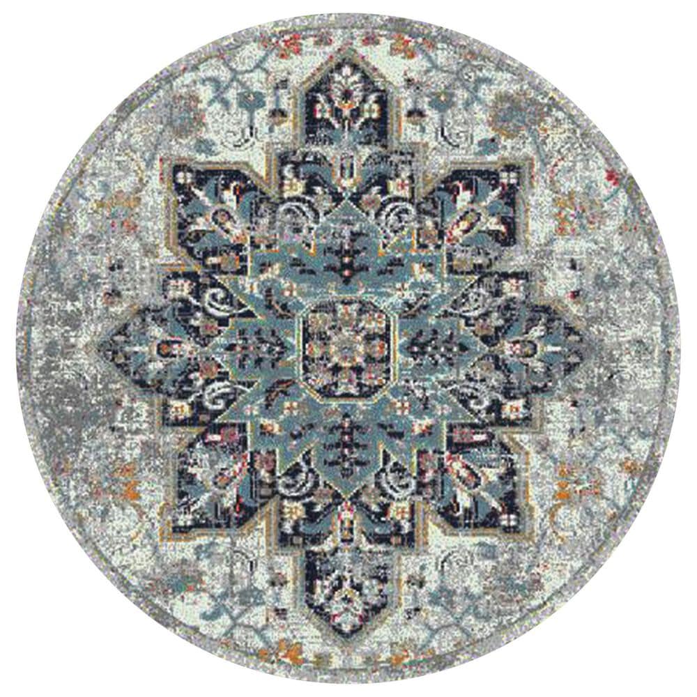 Amer Rugs Montana 7&#39;6&quot; Round Gray and Blue Area Rug, , large