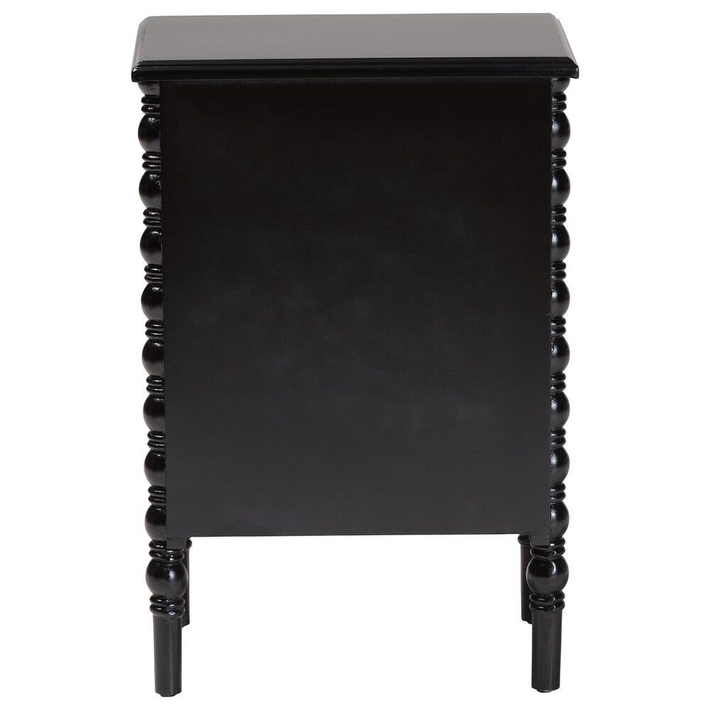 Baxton Studio Malinda 3-Drawer End Table with Spindle Legs in Black, , large