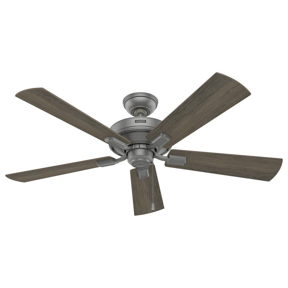 Hunter Crestfield 52&quot; Pull Chain Ceiling Fan with LED Lights in Matte Silver, , large