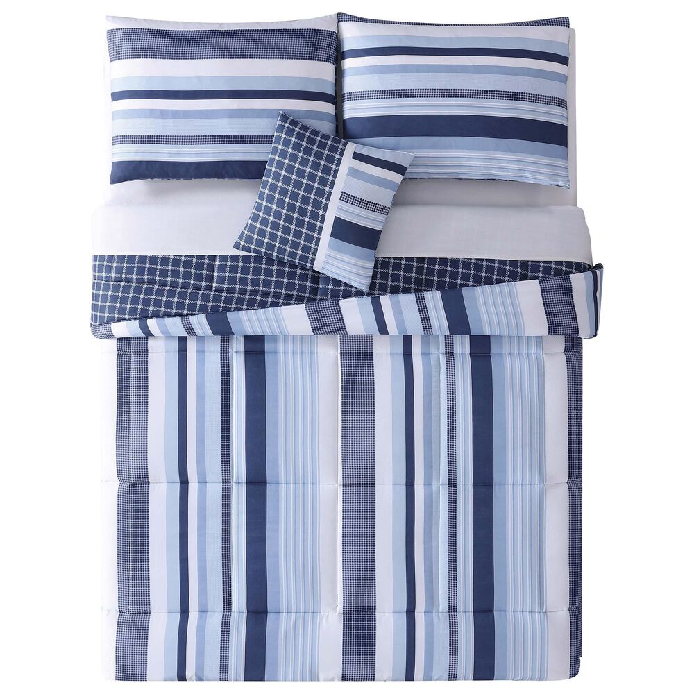 Pem America Mason Stripe 4-Piece Full Comforter Set in Blue, , large