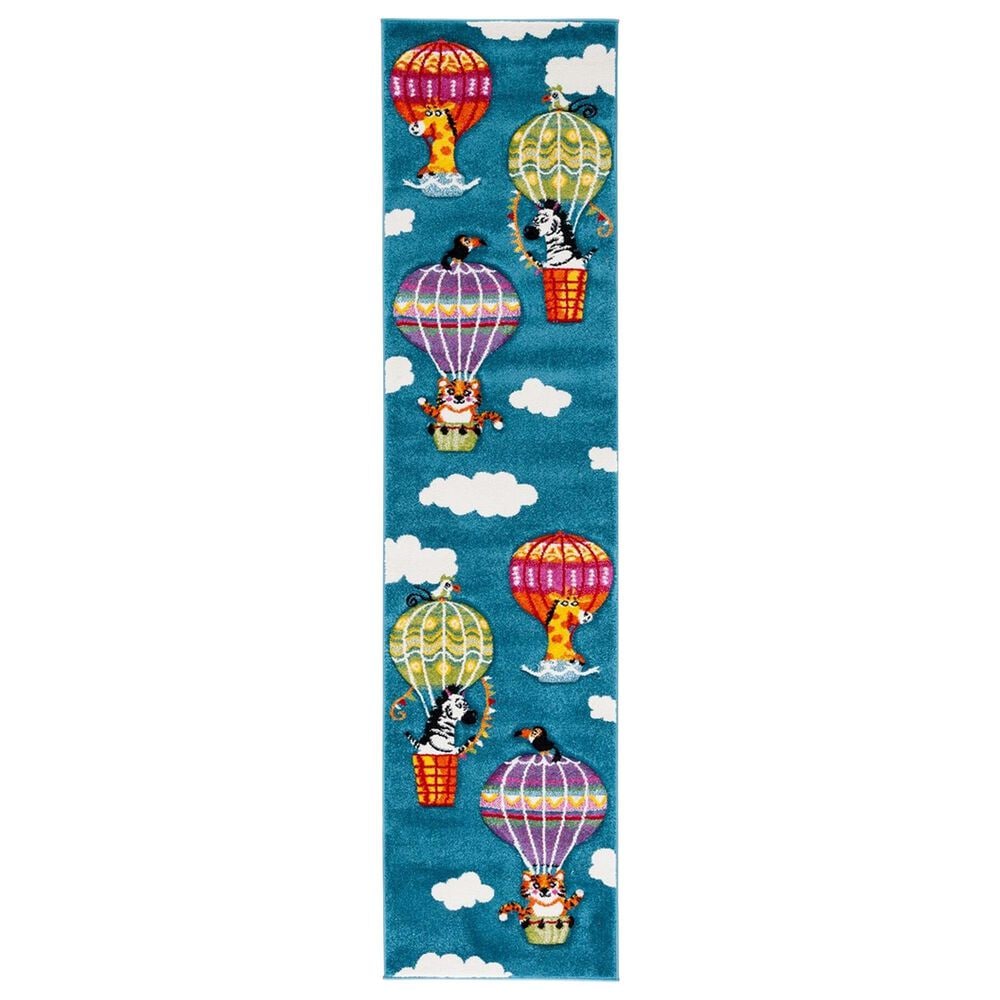 Safavieh Carousel 2" x 8" Blue and Green Kids Runner, , large