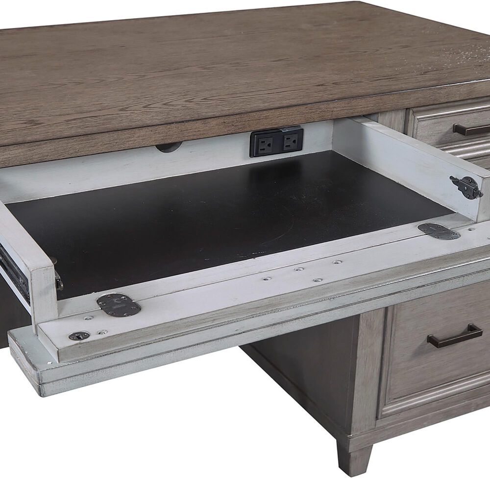 Riva Ridge Caraway 66&quot; Executive Desk in Aged Slate and Brown, , large