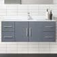 Lexora Home Geneva 48" Single Bathroom Vanity in Dark Grey with 2 cm White Quartz Top and Rectangular Sink, , large