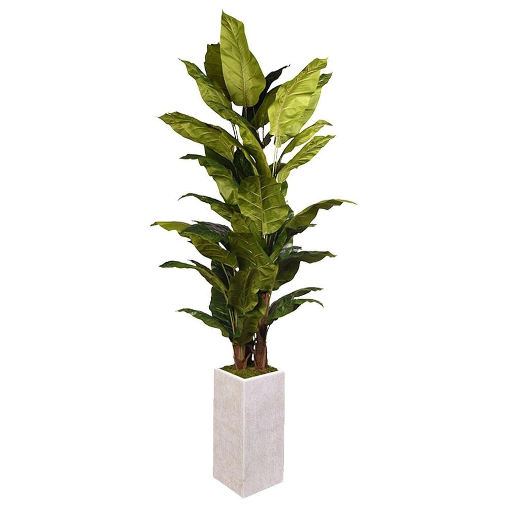 DandW Silks 8" Spath Tall Square Planter in White, , large