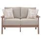 Ashley Grover Beach Outdoor Loveseat with Cushion in Driftwood, , large