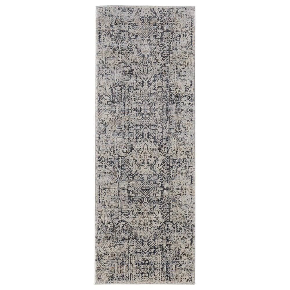 Feizy Kaia 2"6" x 10" Navy and Beige Runner, , large