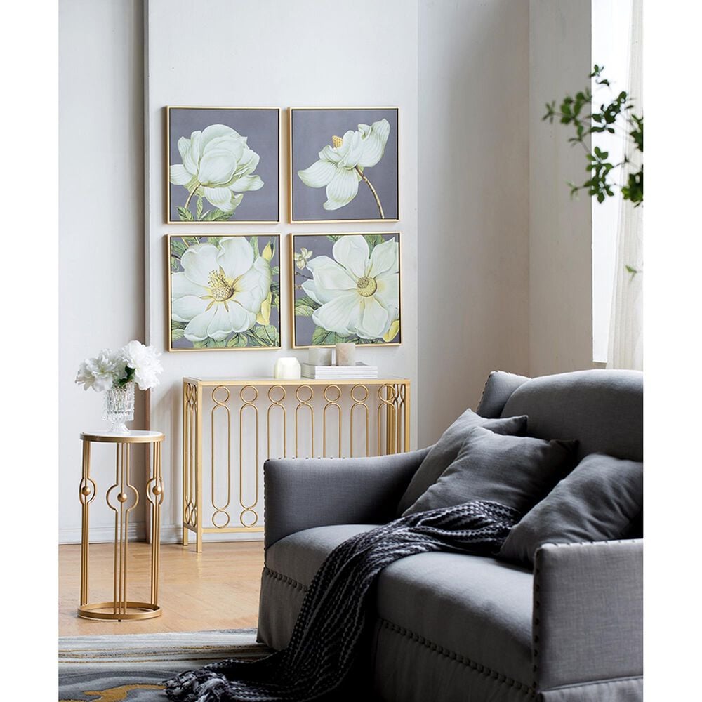 Hearth and Haven 20" x 20" Botanical Wall Art Print in White, Gold and Gray (Set of 4), , large
