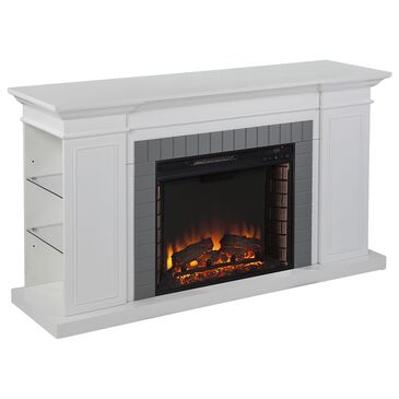 Southern Enterprises Rylana Bookcase Electric Fireplace in White and Gray, , large