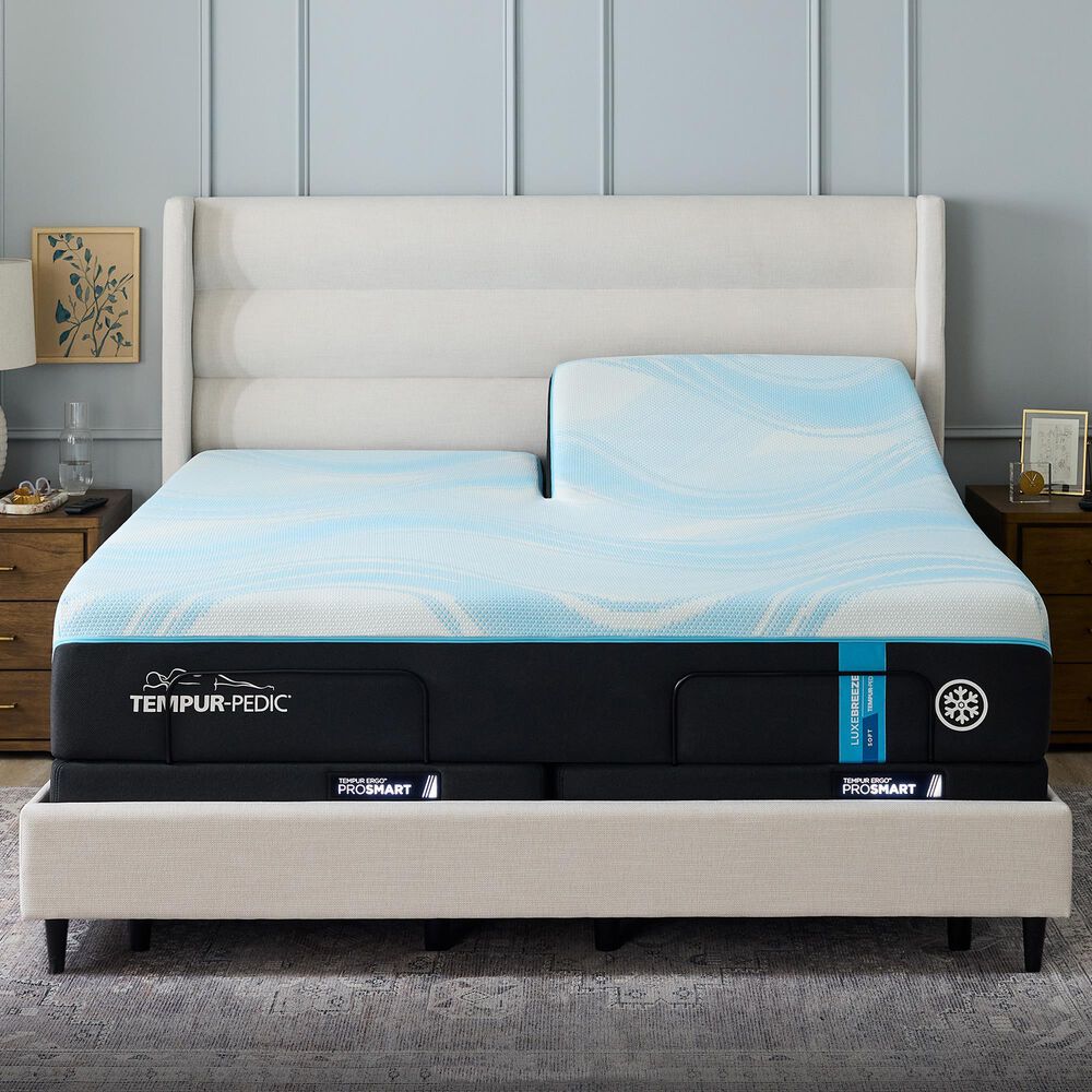 Tempur-Pedic LuxeBreeze 2.0 Soft Flex Head King Mattress with 2 Twin XL Ergo ProSmart Adjustable Bases, , large