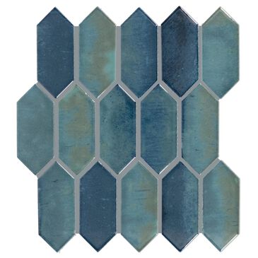Dal-Tile Miramo Aqua 2" x 5" Picket Undulated on 12.25" x 11.125" Ceramic Mosaic Sheet, , large