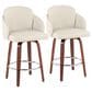 LumiSource Dahlia Swivel Counter Stool with Cream Faux Leather Upholstery in Walnut and Chrome (Set of 2), , large