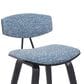 Armen Living Fox Bar Height Stool with Speckled Blue Upholstery in Black Brushed, , large