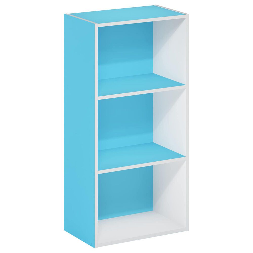 HOMLUX 3-Tier Open Shelf Bookcase in Light Blue and White, , large