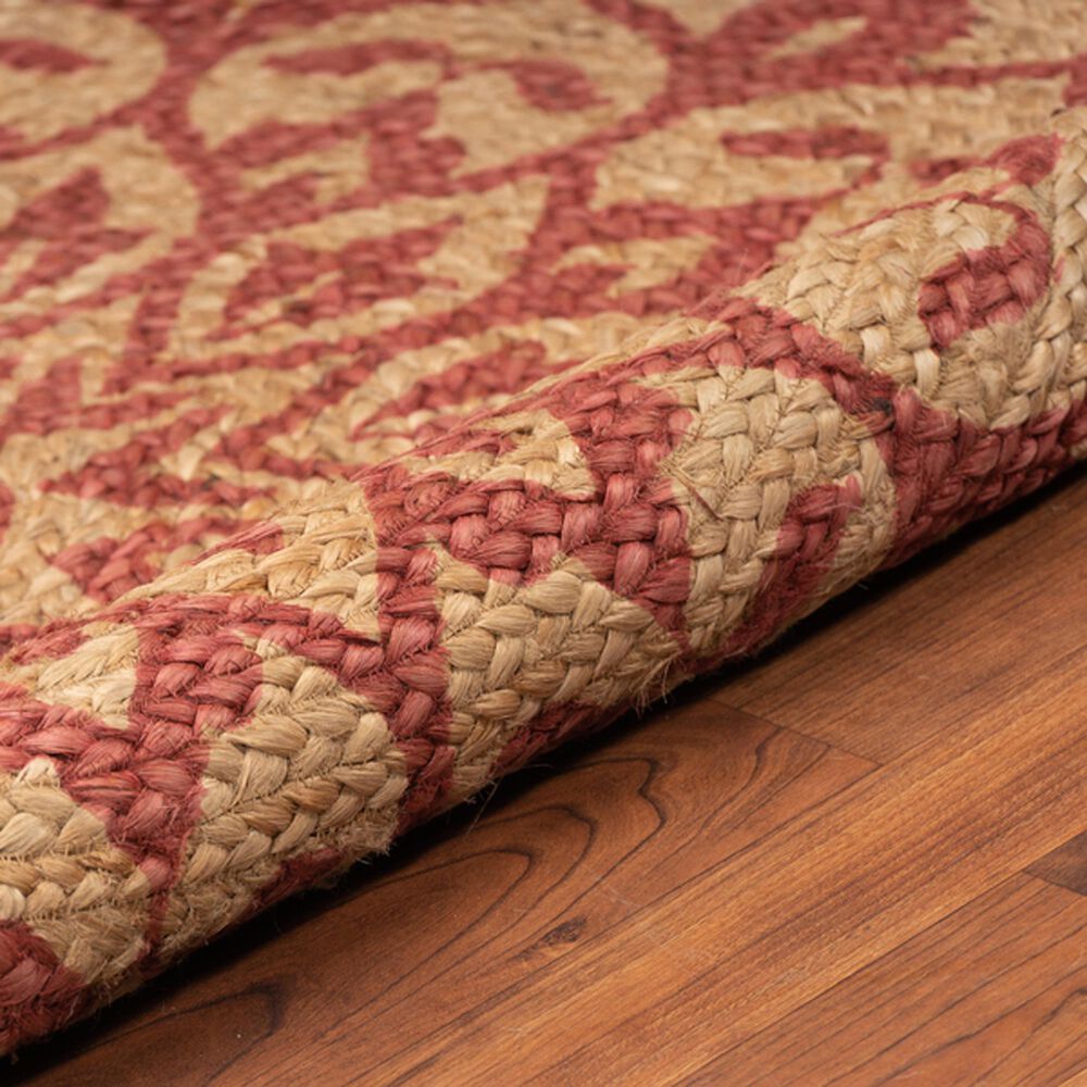 L&amp;R Resources Synergy 54129RED 4&#39; Round Tan and Raspberry Red Area Rug, , large
