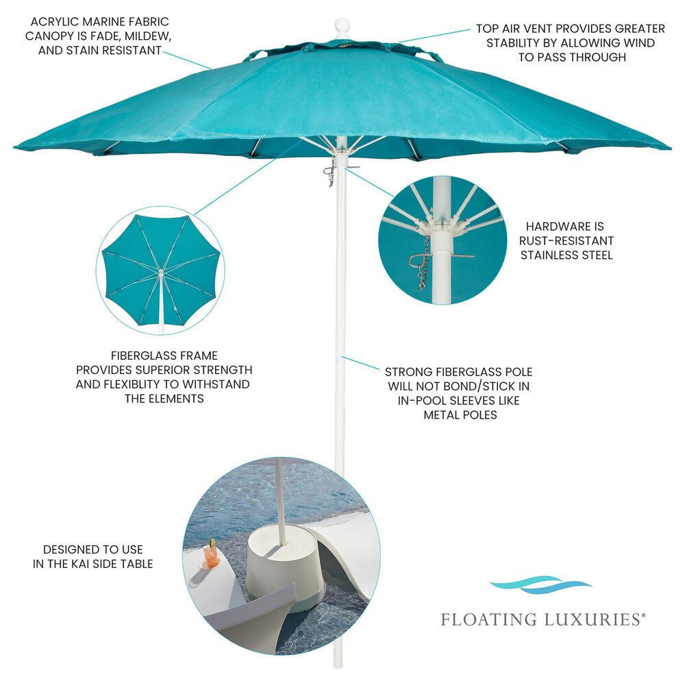 Floating Luxuries Side Table with Umbrella in White and Aruba, , large