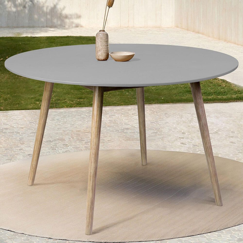 Blue River Kylie 47" Outdoor Round Dining Table in Grey and Light Eucalyptus, , large
