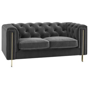 Steve Silver Charlene Stationary Loveseat in Gray Velvet, , large